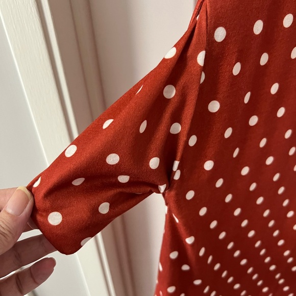 Burnt Orange Polkadots T-shirt Dress With Pockets Size Large - Picture 4 of 5